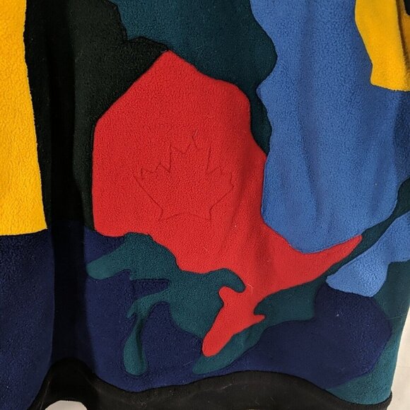 Suttles & Seawinds Canada Multicolor Colorful Map Fur Coat Jacket Women S Small - Picture 10 of 16